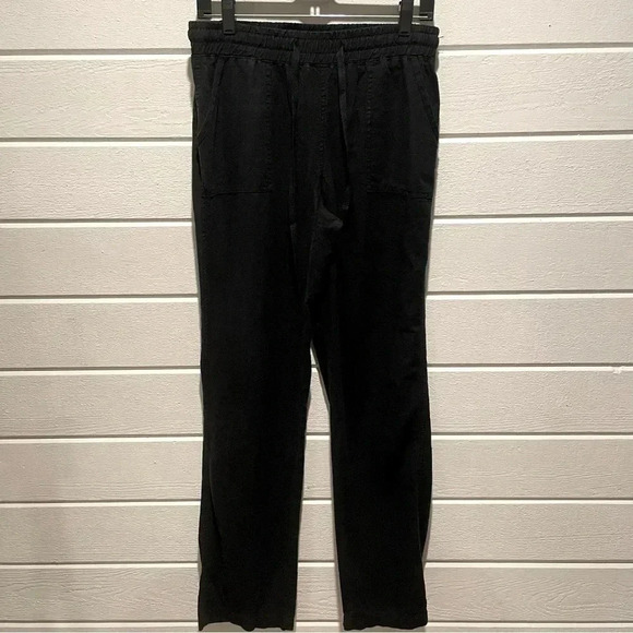Cato Women’s Straight Leg Drawstring High Waist Black Cotton Pants Size Small - Picture 1 of 7